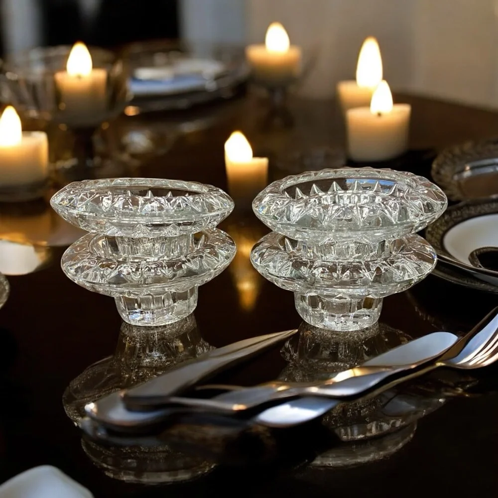 Vintage Clear Crystal Candle Holders Set of 4 Taper Votive 3.5